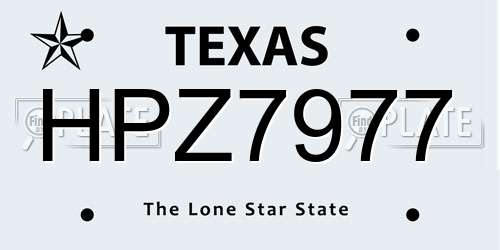 HPZ7977 Texas License Plate