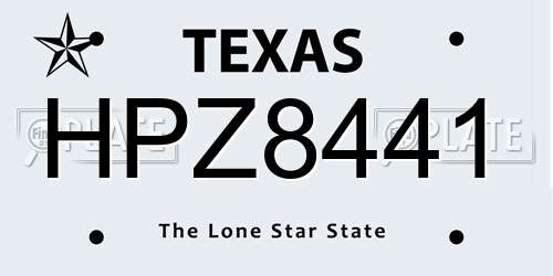 HPZ8441 Texas License Plate