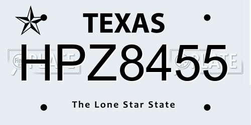 HPZ8455 Texas License Plate