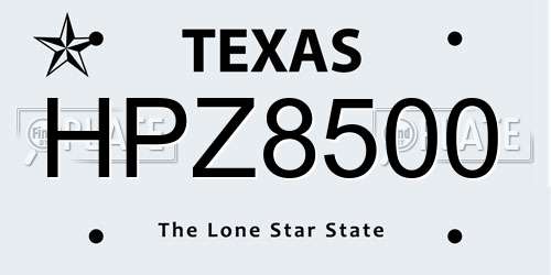 HPZ8500 Texas License Plate