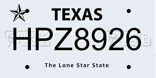 HPZ8926 Texas License Plate