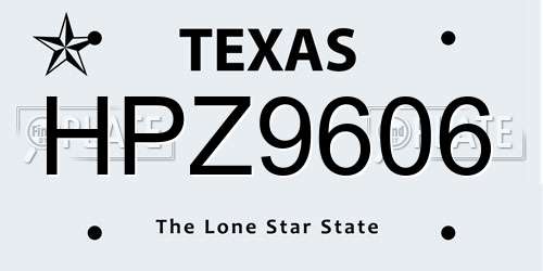 HPZ9606 Texas License Plate