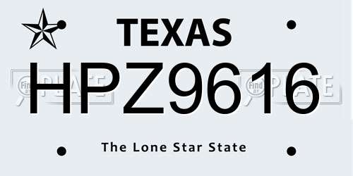 HPZ9616 Texas License Plate