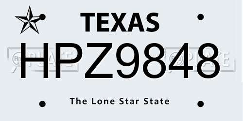 HPZ9848 Texas License Plate