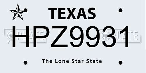 HPZ9931 Texas License Plate