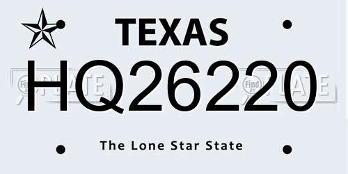 HQ26220 Texas License Plate