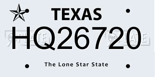 HQ26720 Texas License Plate