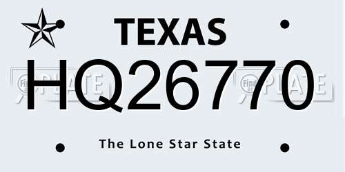 HQ26770 Texas License Plate