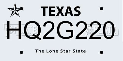 HQ2G220 Texas License Plate