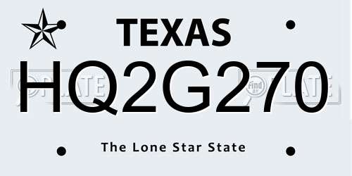 HQ2G270 Texas License Plate