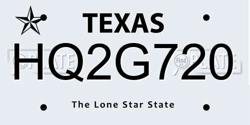 HQ2G720 Texas License Plate