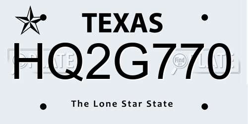 HQ2G770 Texas License Plate