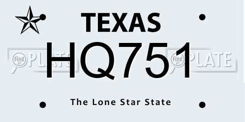 HQ751 Texas License Plate