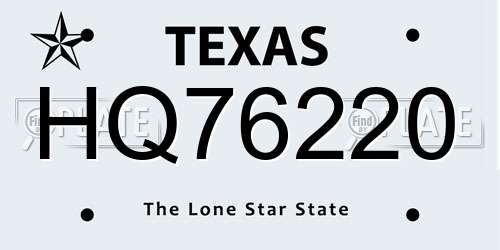 HQ76220 Texas License Plate