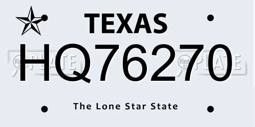 HQ76270 Texas License Plate