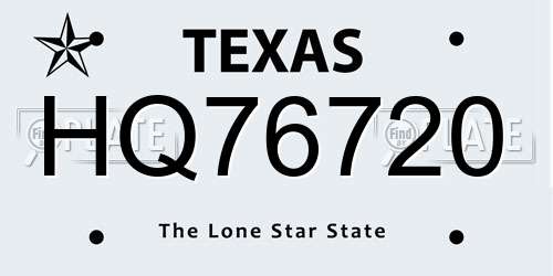 HQ76720 Texas License Plate
