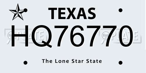 HQ76770 Texas License Plate