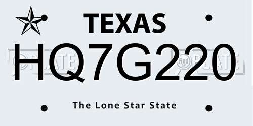 HQ7G220 Texas License Plate