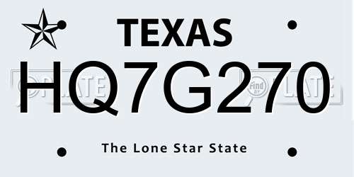 HQ7G270 Texas License Plate