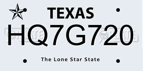 HQ7G720 Texas License Plate