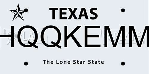 HQQKEMM Texas License Plate