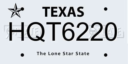 HQT6220 Texas License Plate