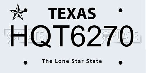 HQT6270 Texas License Plate