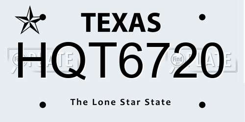 HQT6720 Texas License Plate