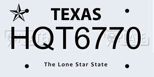 HQT6770 Texas License Plate