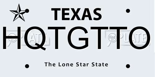 HQTGTTO Texas License Plate