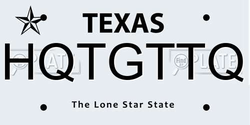 HQTGTTQ Texas License Plate