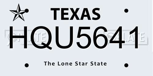 HQU5641 Texas License Plate
