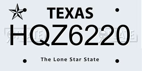 HQZ6220 Texas License Plate