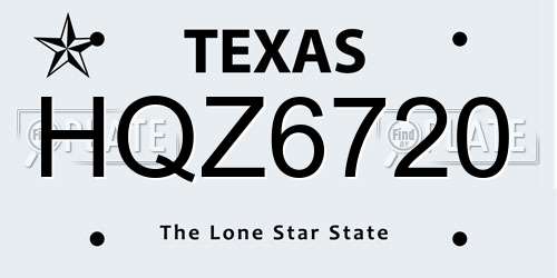 HQZ6720 Texas License Plate