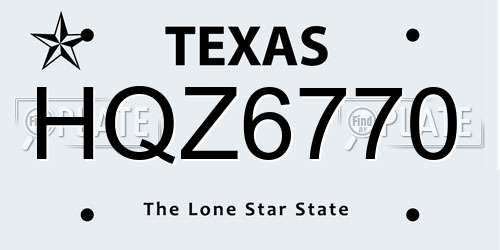 HQZ6770 Texas License Plate
