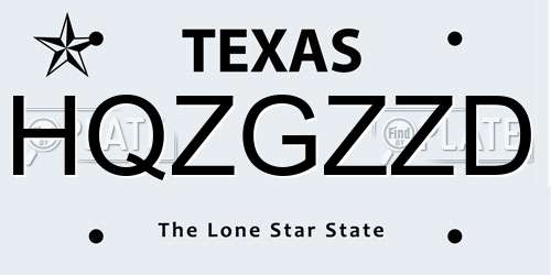 HQZGZZD Texas License Plate