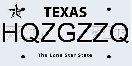 HQZGZZQ Texas License Plate