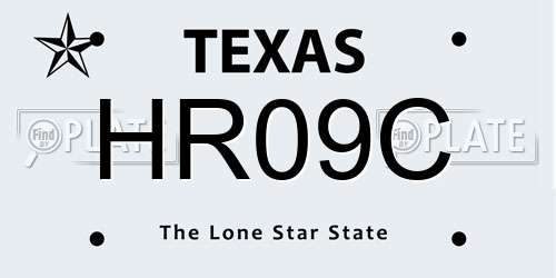 HR09C Texas License Plate