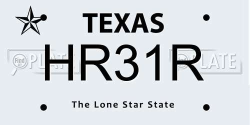 HR31R Texas License Plate