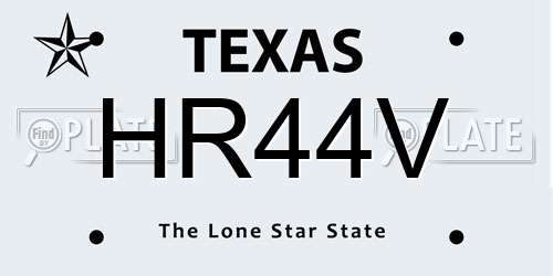 HR44V Texas License Plate