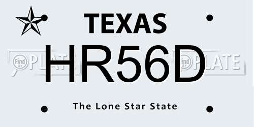 HR56D Texas License Plate