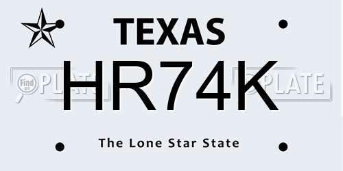 HR74K Texas License Plate