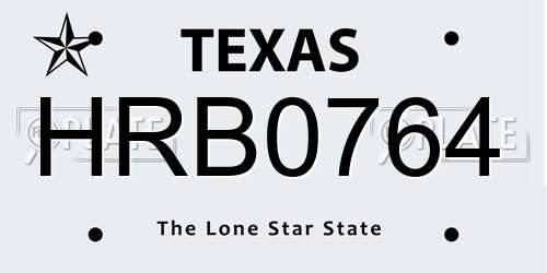 HRB0764 Texas License Plate
