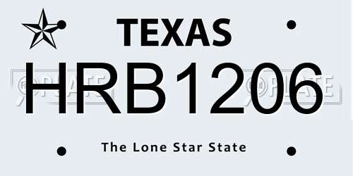HRB1206 Texas License Plate