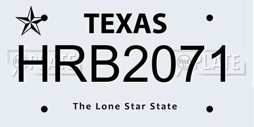 HRB2071 Texas License Plate