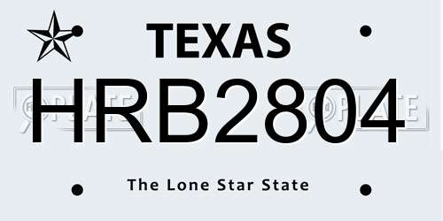 HRB2804 Texas License Plate