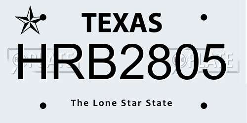 HRB2805 Texas License Plate