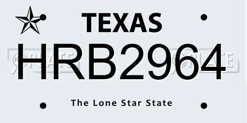 HRB2964 Texas License Plate