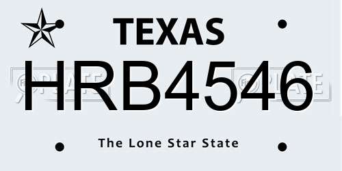 HRB4546 Texas License Plate