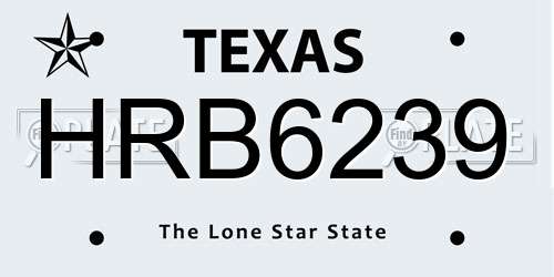 HRB6239 Texas License Plate